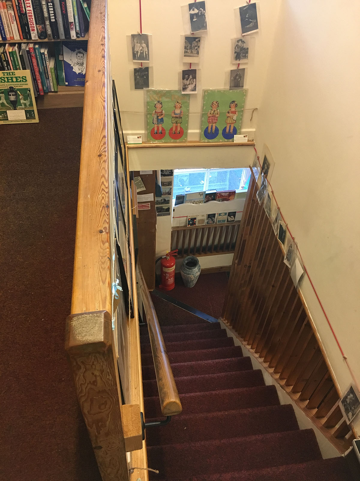 The staircase between the ground floor and the upstairs fiction snug at Beckside Books, Penrith